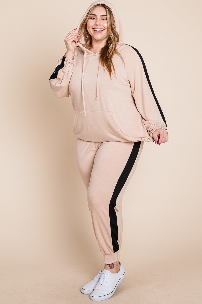 Plus size color block hoodie shop